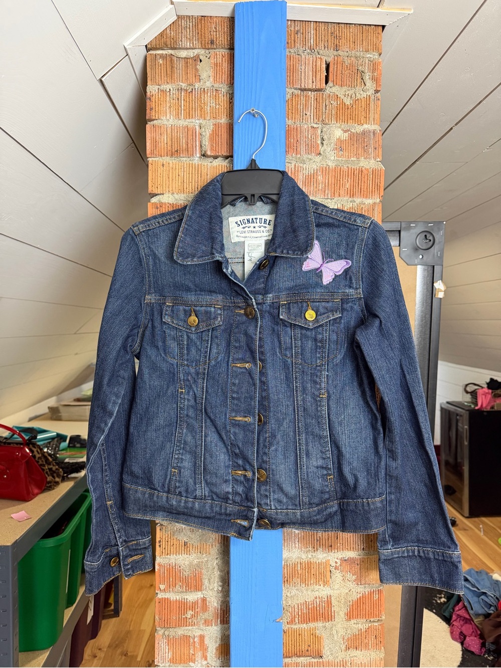 Y2K Levi’s Denim Jacket with Purple Butterfly Patch